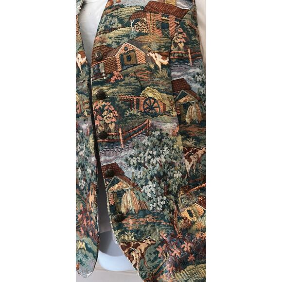 Karen Scott Tapestry Vest Button Front Sleeveless Top - Picture 2 of 7